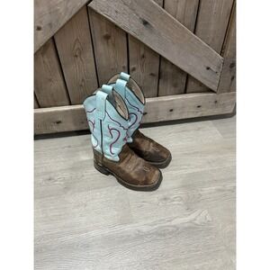 Toddler Girls Old West Pink And Turquoise Cowboy Boots Size 9